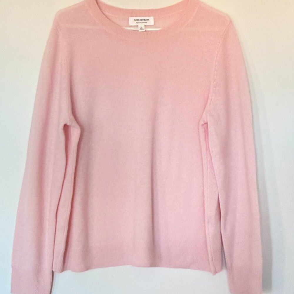 Nordstrom 100% Cashmere Crewneck Sweater - Pink / Size XL
